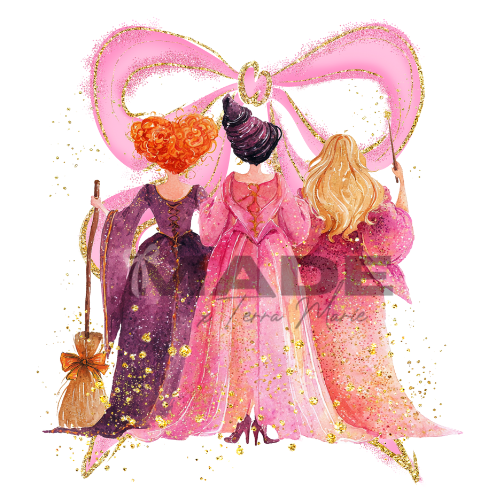 Three Witchy Sisters | Halloween / Fall Apparel | Pink, Bows, and Brooms