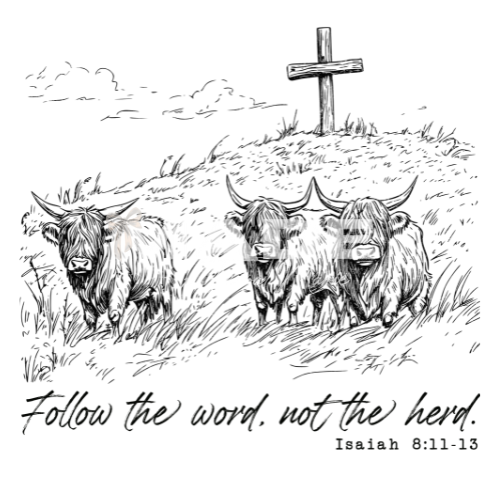 Follow the Word, not the herd. | Faith Based Apparel | Highland Bull Tee