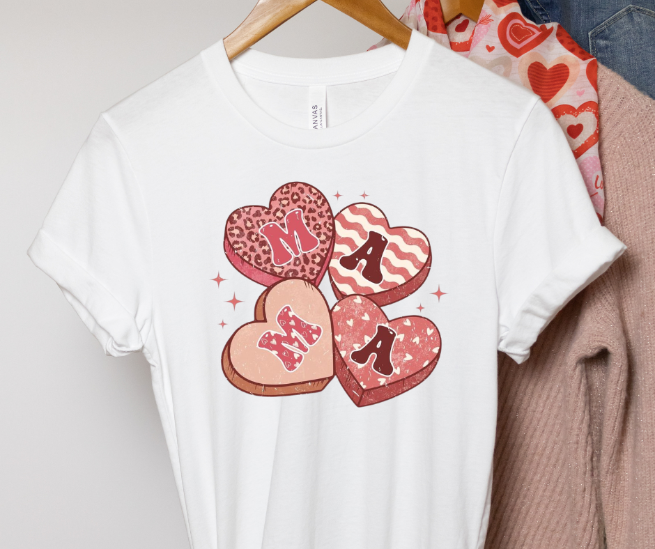 PREPPY MAMA APPAREL “Stacked Letter Hearts” LEOPARD PRINT & STARS