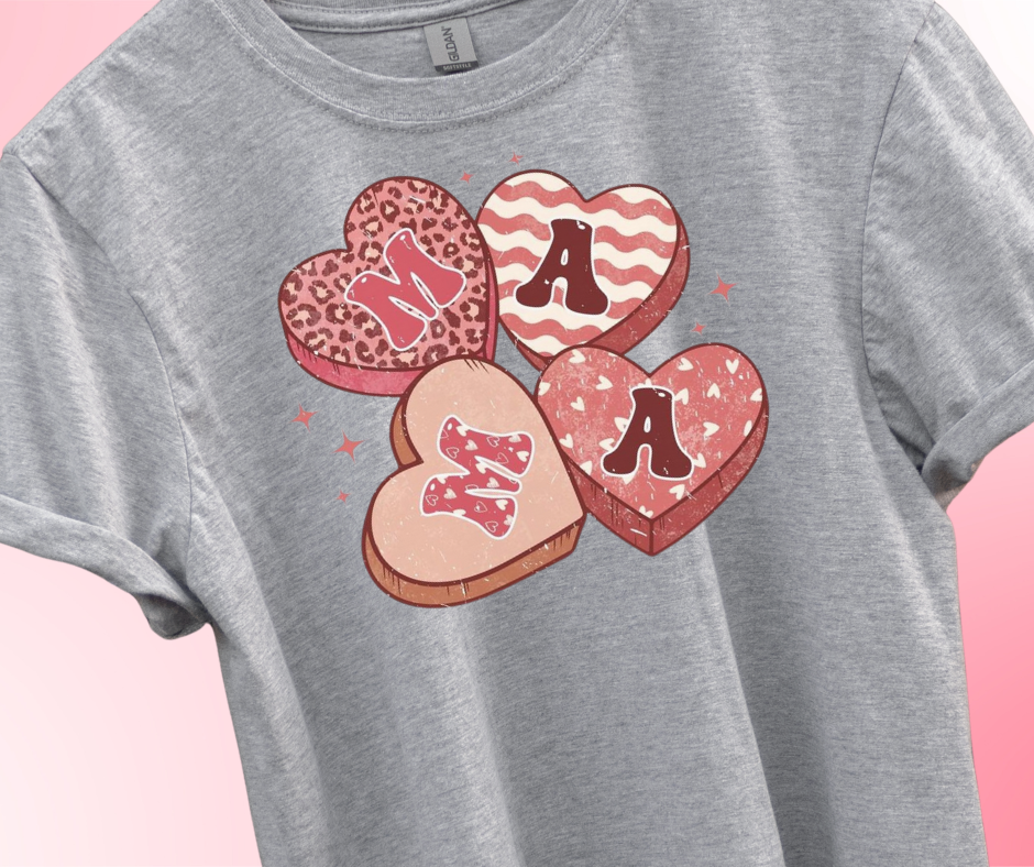 PREPPY MAMA APPAREL “Stacked Letter Hearts” LEOPARD PRINT & STARS