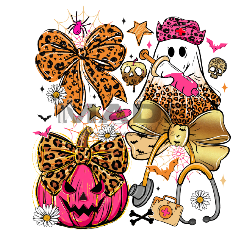 Preppy Halloween at the Hospital | Healthcare Apparel | Leopard Print, Gold, and Pink]