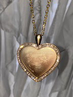 Gold Photo Pendant - The Amoré Collection | 30mm Heart Shaped Photo Necklace, Bangle, or Keychain with a Rhinestone Border