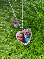 Silver Photo Pendant | The Amoré Collection| Necklace, Bangle, Keychain | 30MM Heart Shaped Photo Pendant with Rhinestone Border