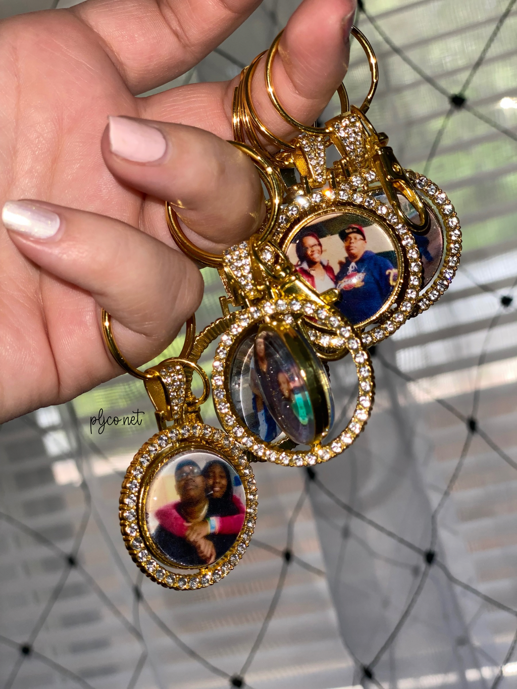 The Eclipse Pendant | Necklace, Bangle, Keychain | 25MM Round Spinning Photo Pendant with Rhinestone Border