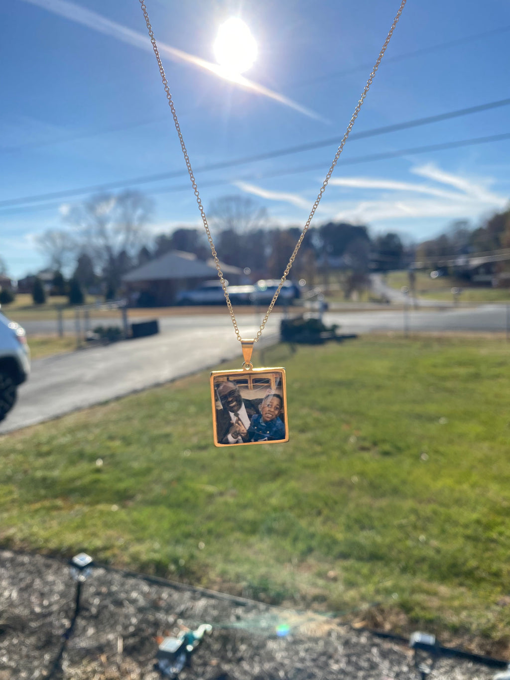 25MM Gold Photo Pendant | Necklace, Bangle, Keychain | Square Pendant