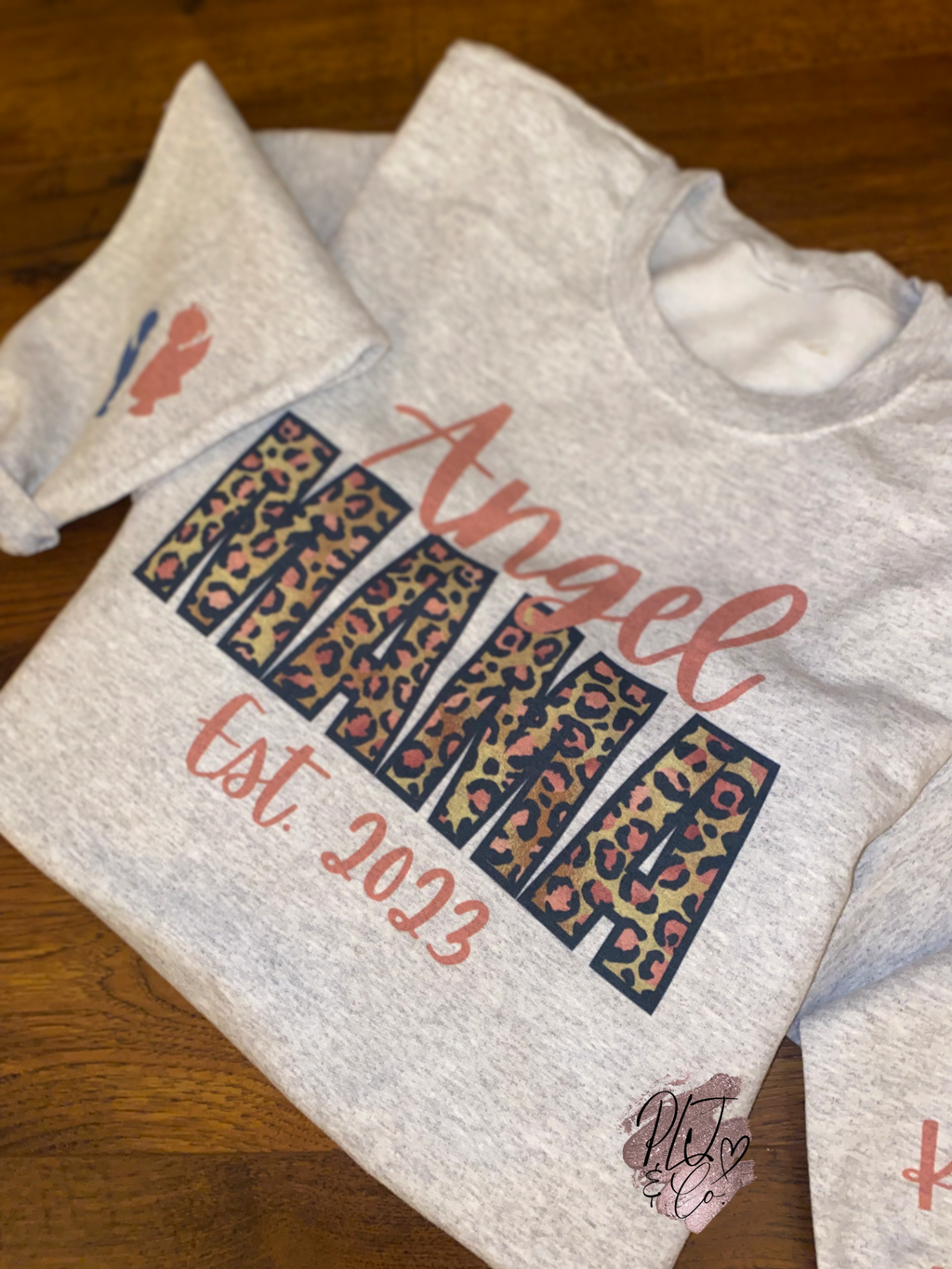Angel Mama Shirt | Leopard Print & Rose Gold | Custom Women’s Apparel