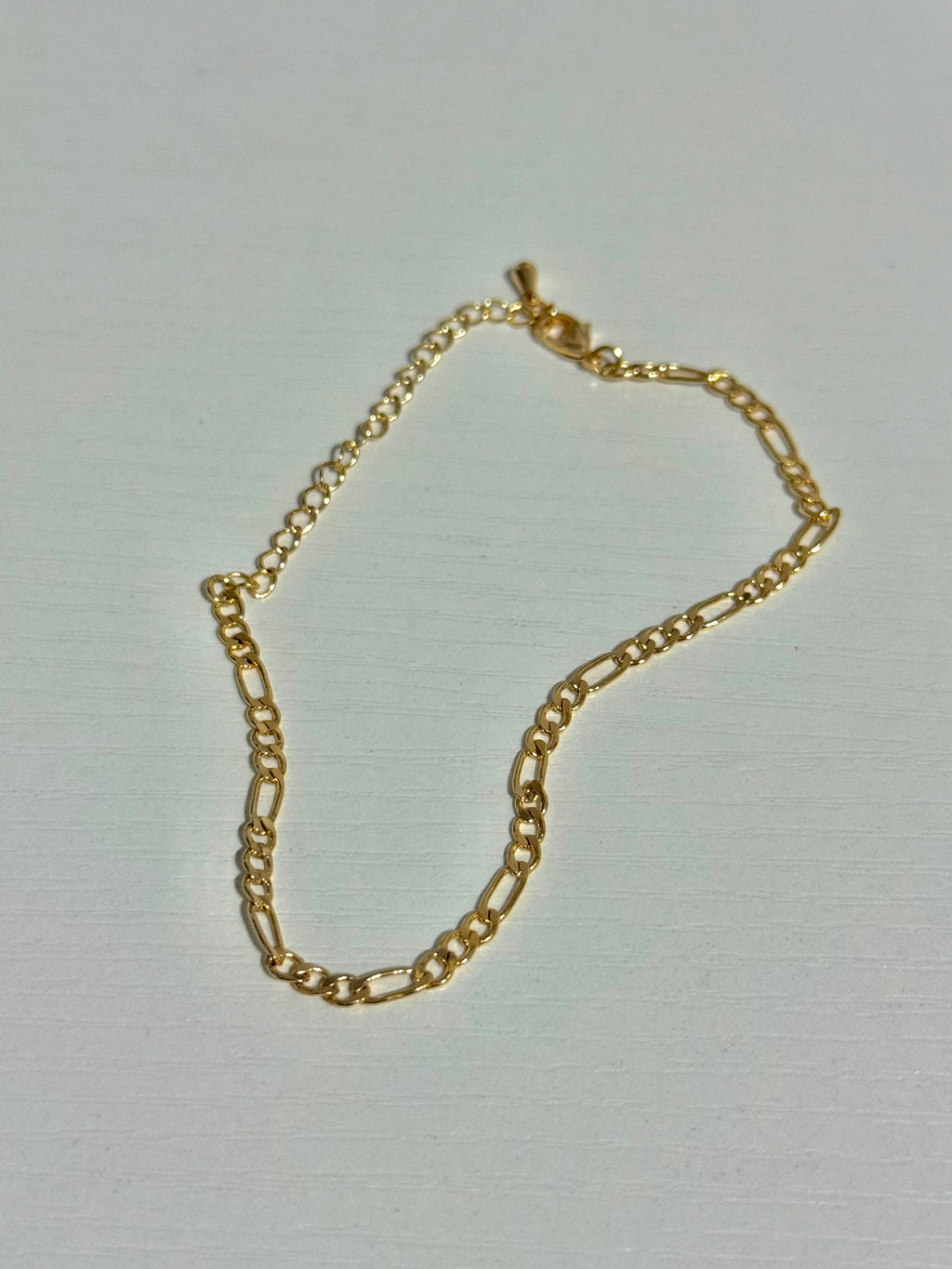 Gold Adjustable Figaro Chain Bracelet | Charm Bar Base
