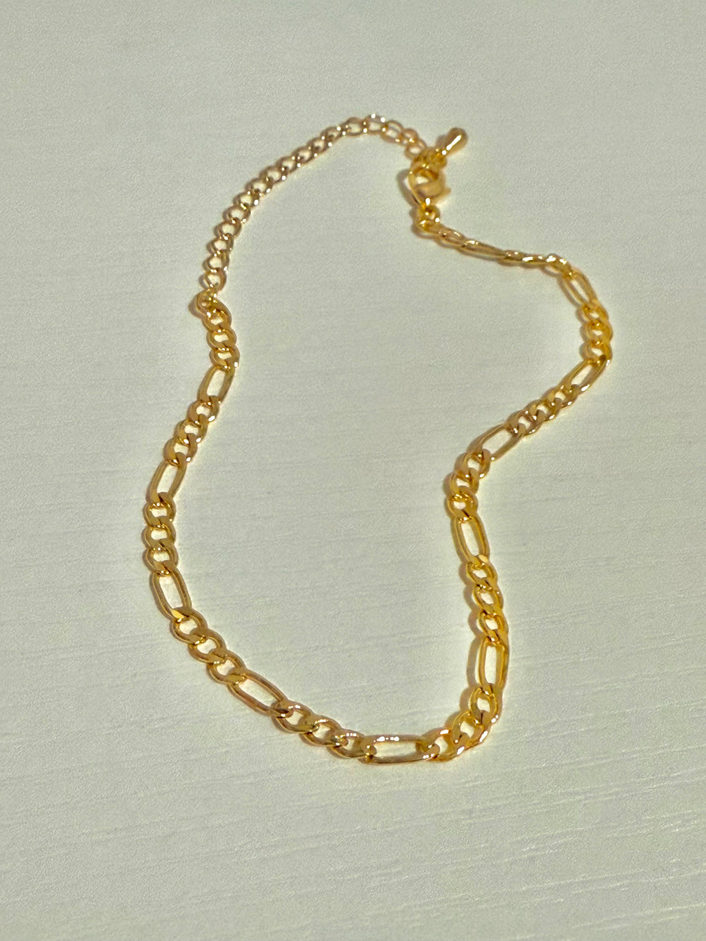 Gold Adjustable Figaro Chain Bracelet | Charm Bar Base