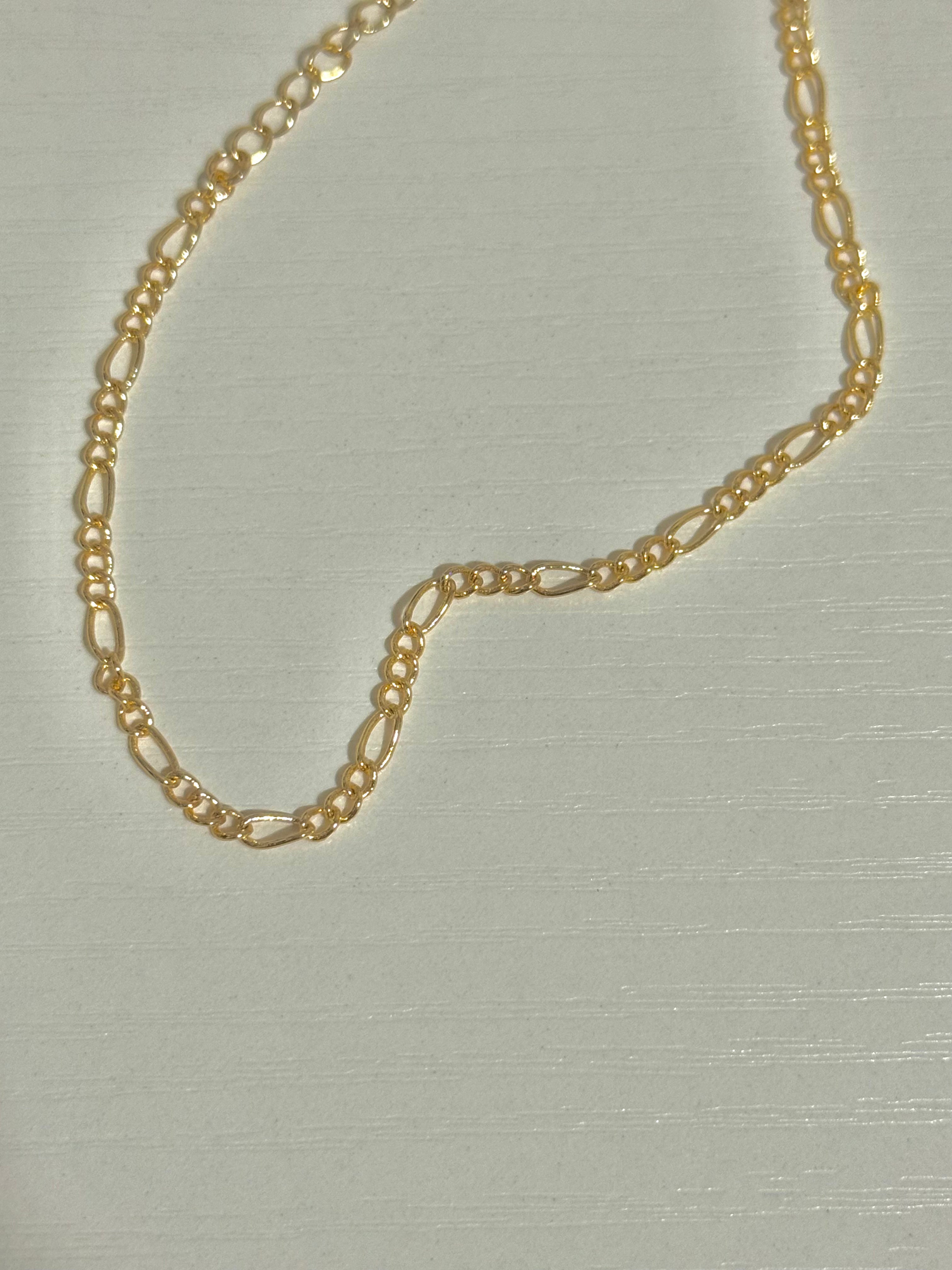 Dainty Gold Adjustable Figaro Chain Bracelet | Charm Bar
