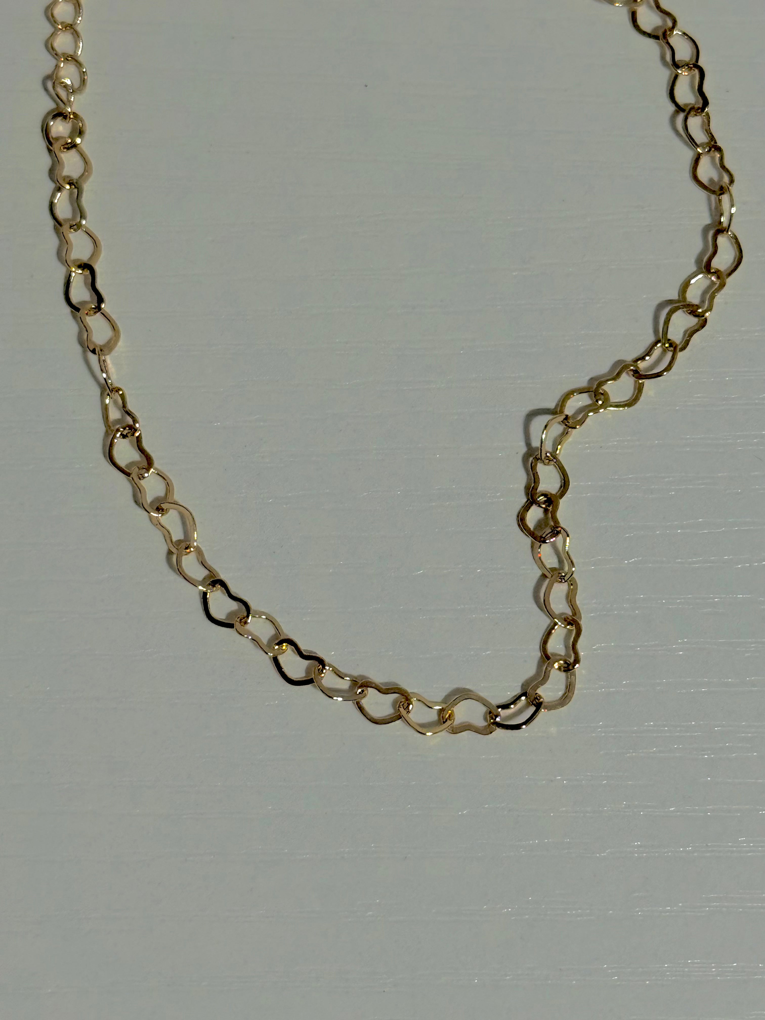 Gold Heart Chain Link Adjustable Bracelet | Charm Bar Base