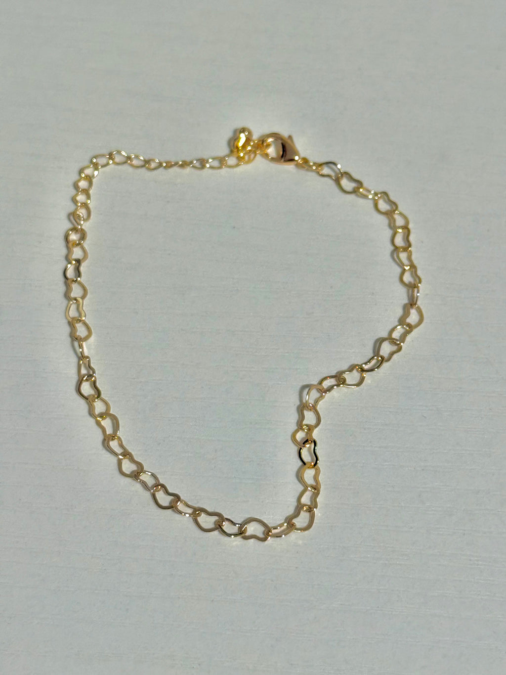 Gold Heart Chain Link Adjustable Bracelet | Charm Bar Base