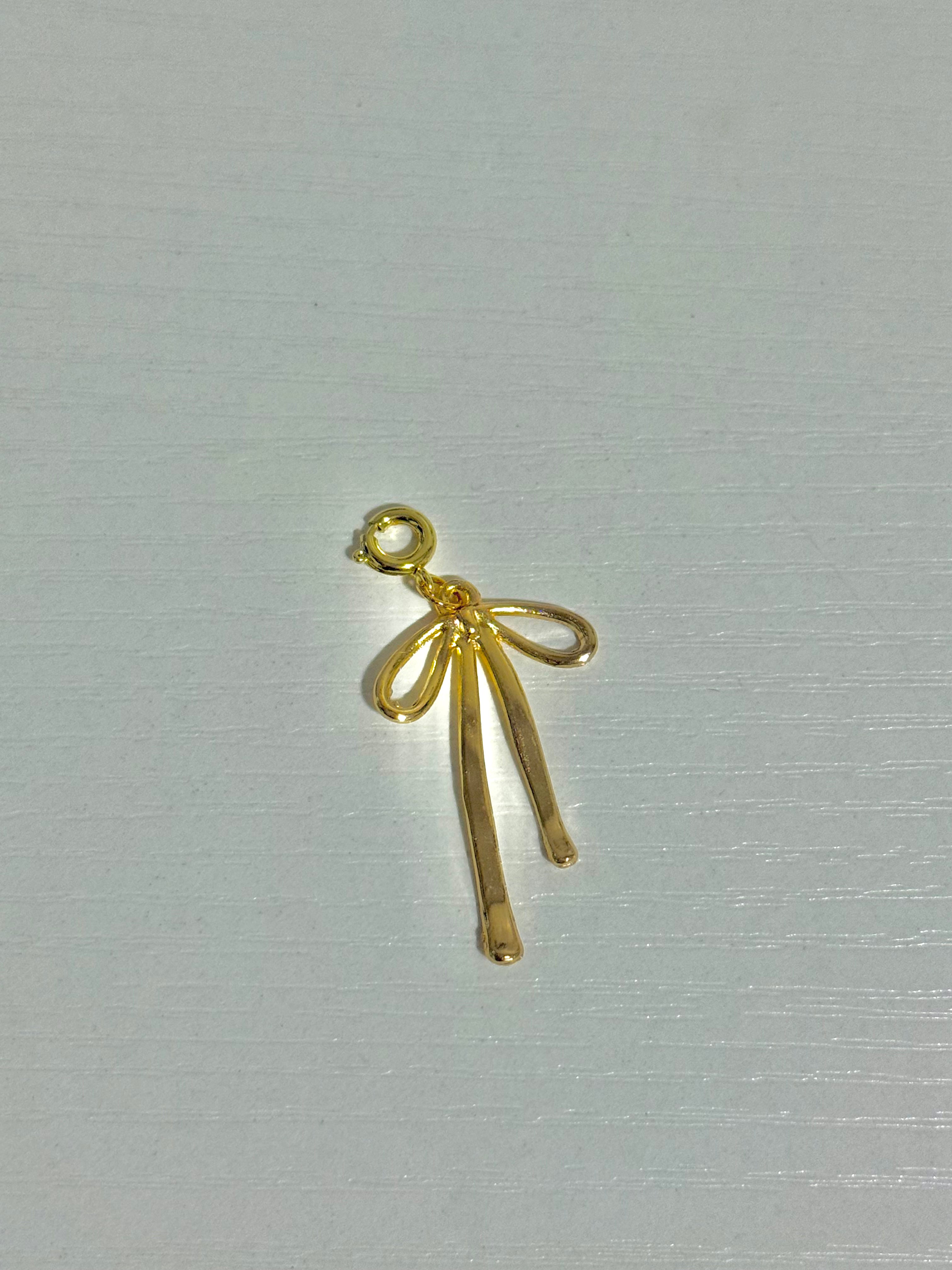 Dainty Gold Bow Charm | Charm Bar