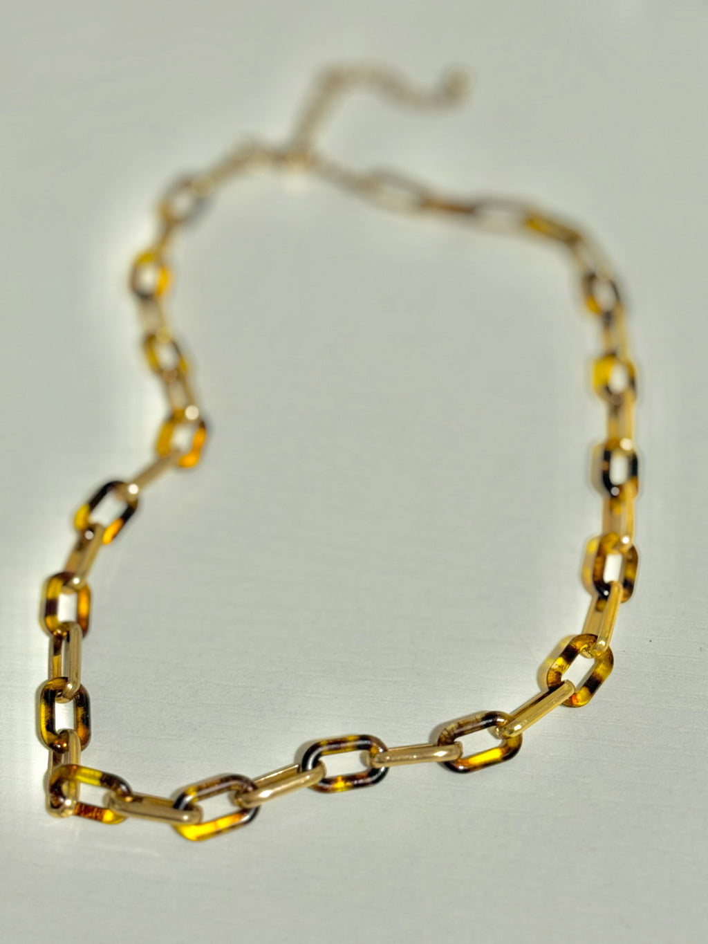 Tortoise Shell & Gold Paperclip Necklace | Charm Bar Base