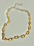 Tortoise Shell & Gold Paperclip Necklace | Charm Bar Base
