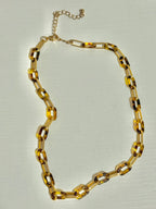 Tortoise Shell & Gold Paperclip Necklace | Charm Bar Base