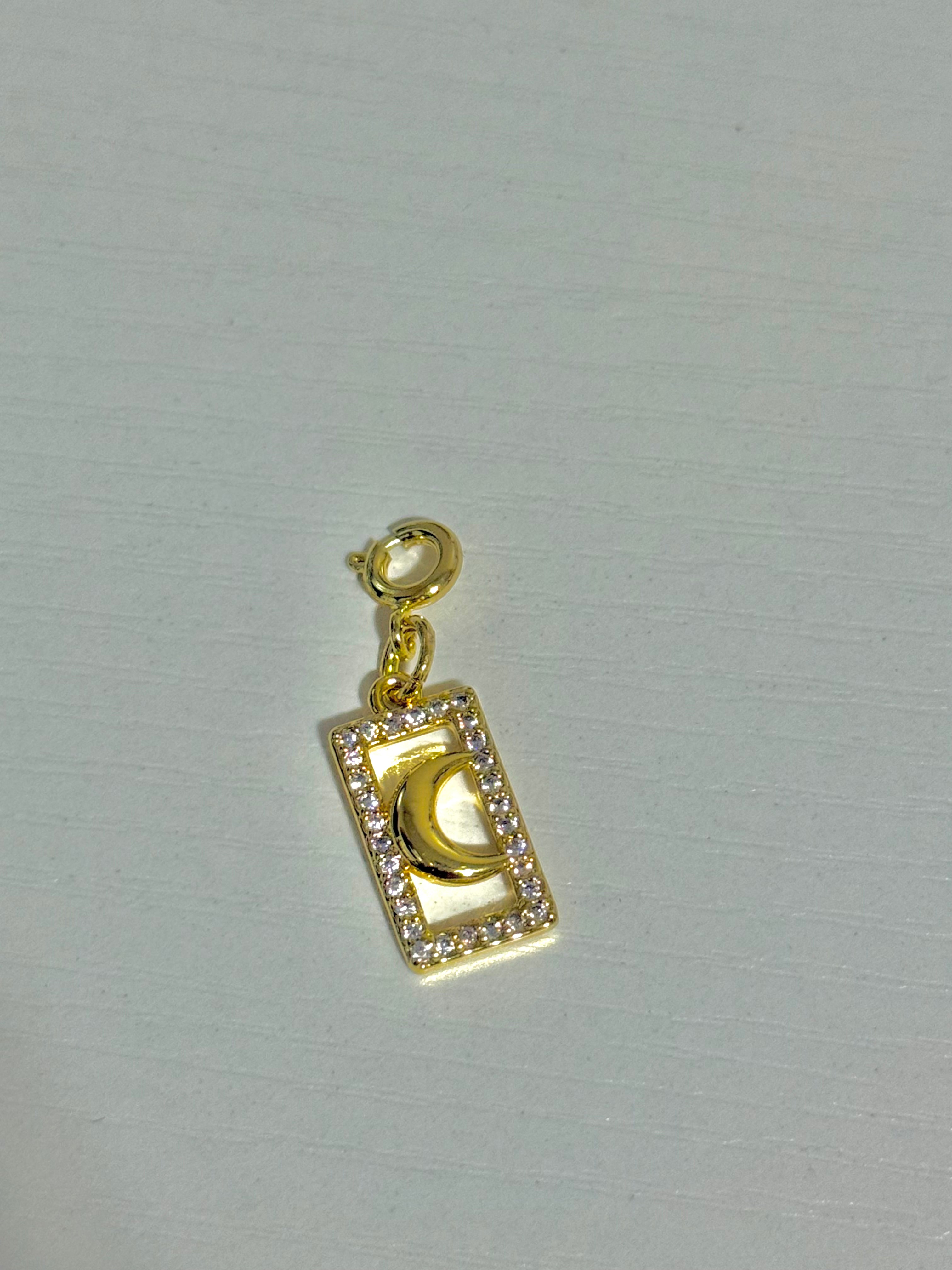 Gold Crescent Moon Framed Charm