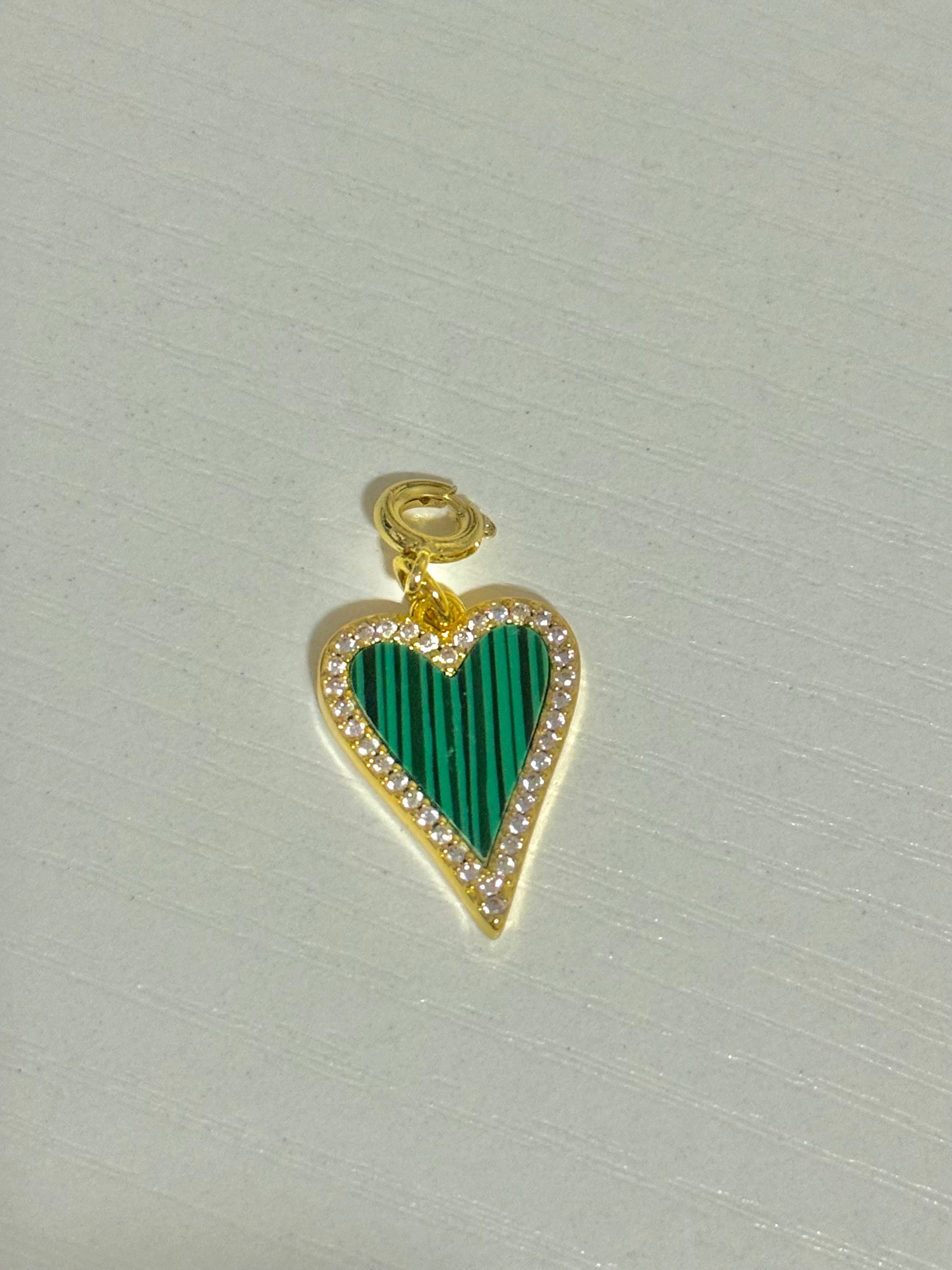 Green & Gold Heart Charm