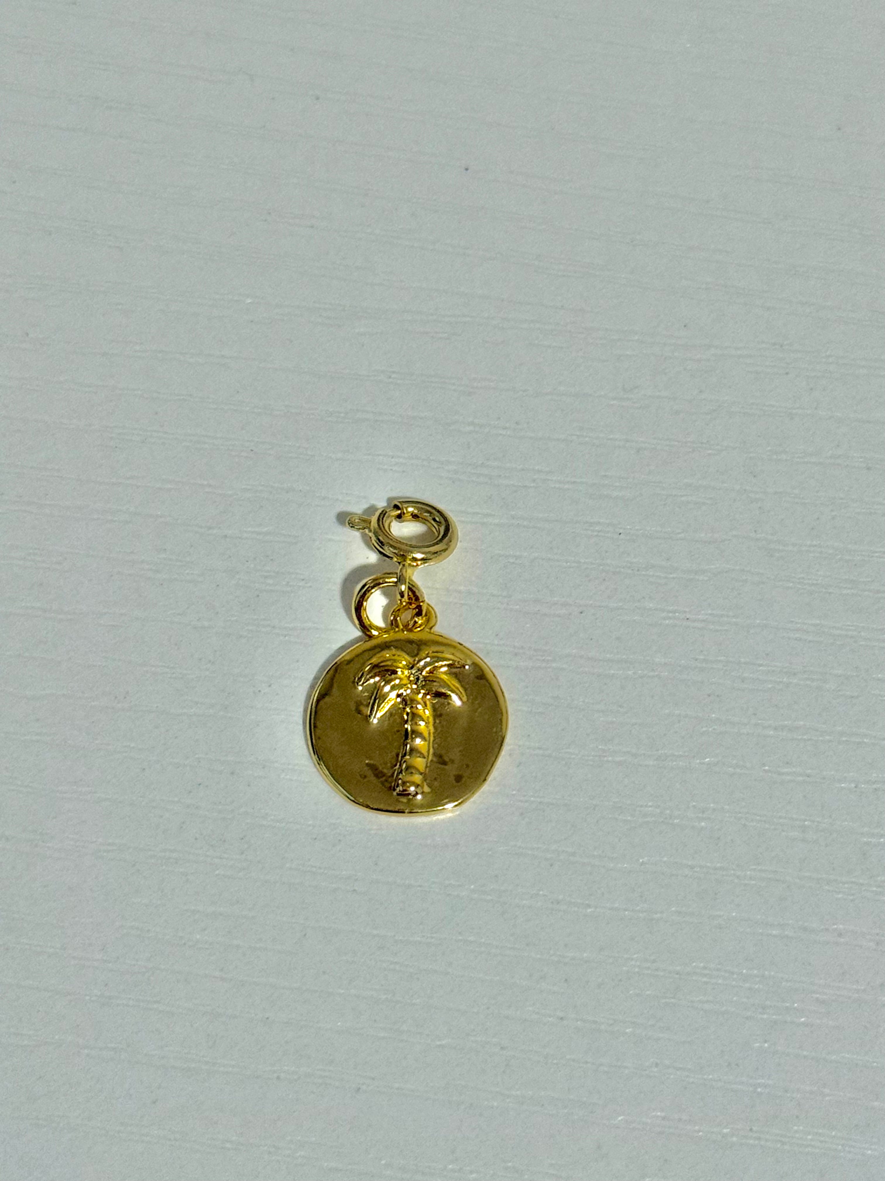 Gold Palm Tree Pressed Coin Style Charm