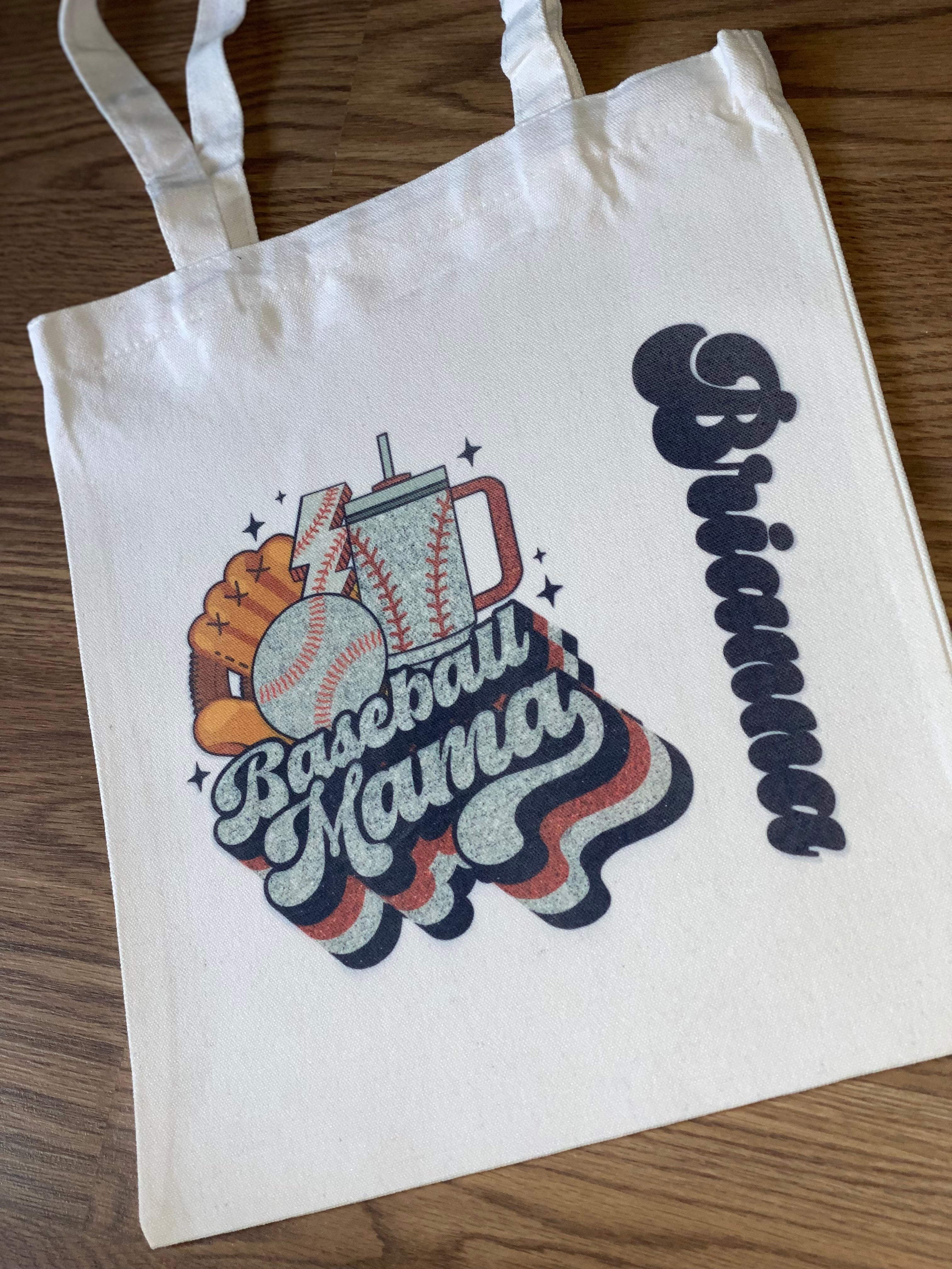 CUSTOM CANVAS TOTE “Baseball Mama” 12x14”